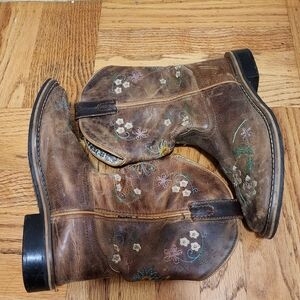Brown Floral Kids Boots